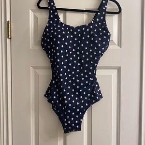 Star-printed Navy Blue Swimsuit One Piece